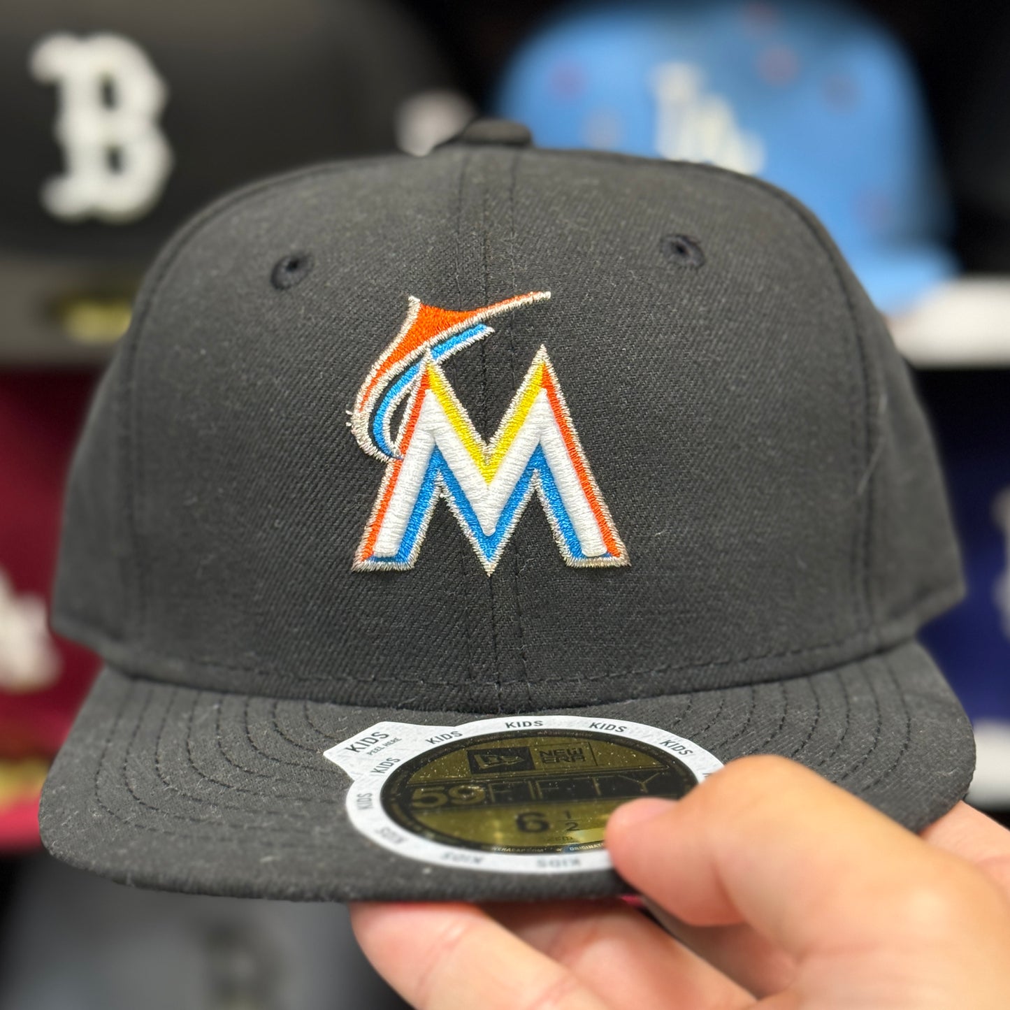 Youth Miami Marlins New Era 59FIFTY Fitted Hat | Black