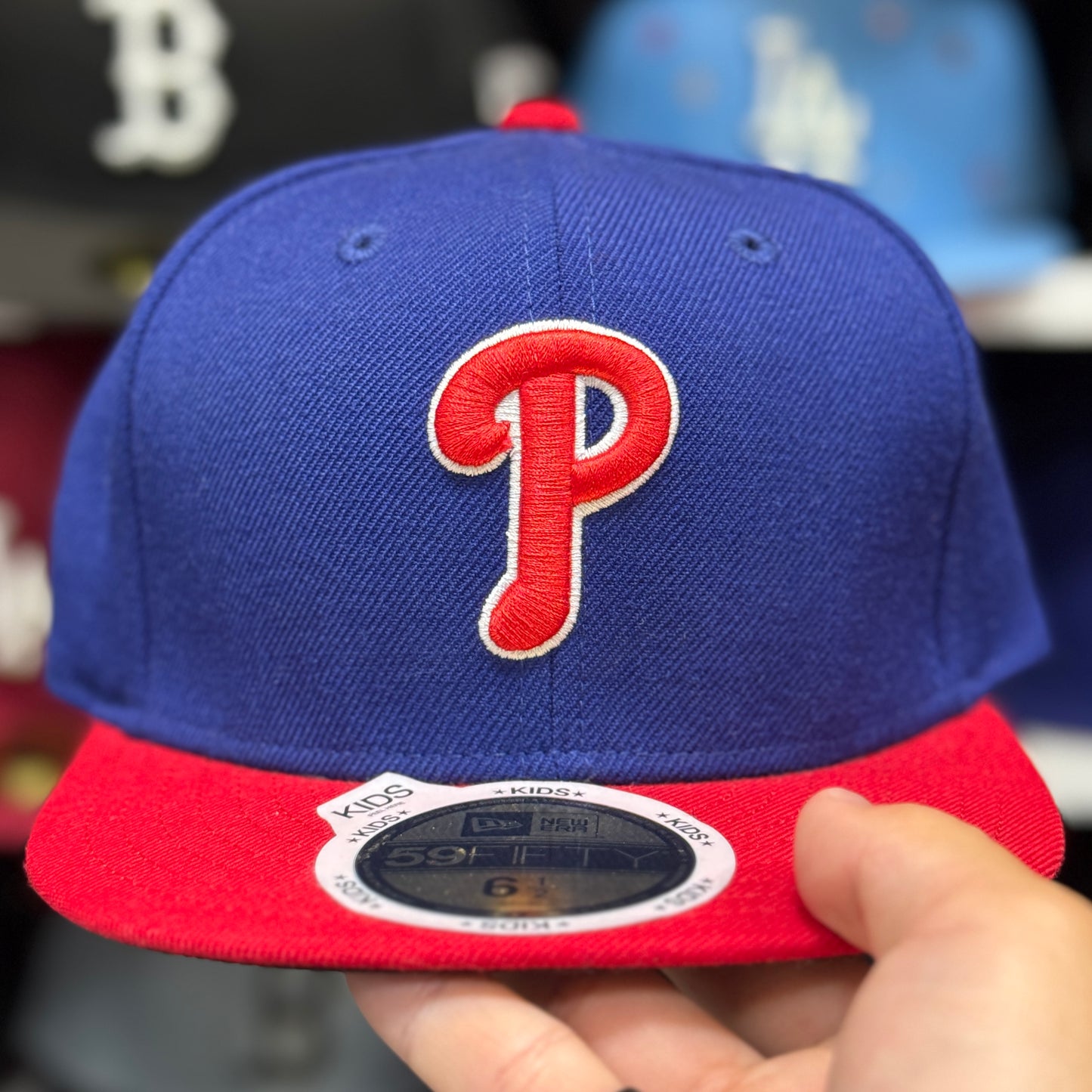 Youth Philadelphia Phillies New Era 59FIFTY Fitted Hat | Blue/Red