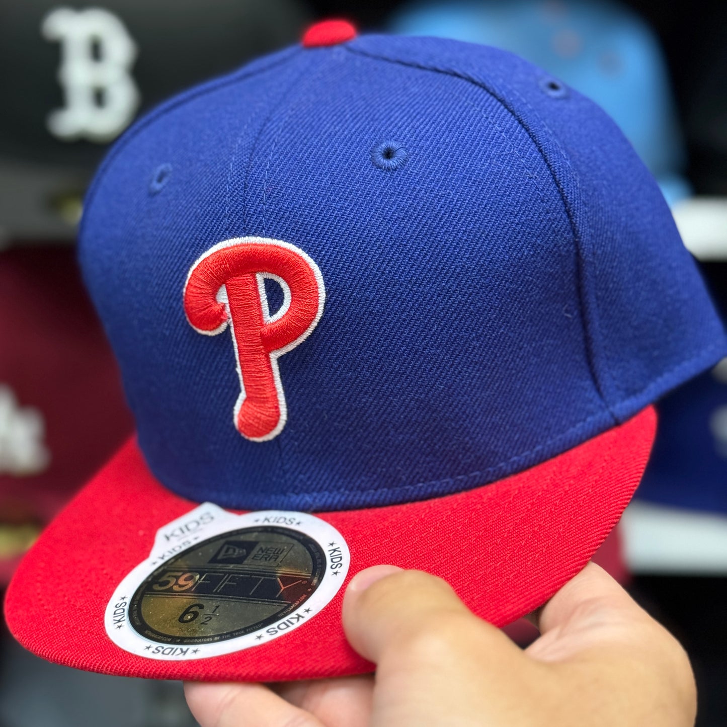 Youth Philadelphia Phillies New Era 59FIFTY Fitted Hat | Blue/Red