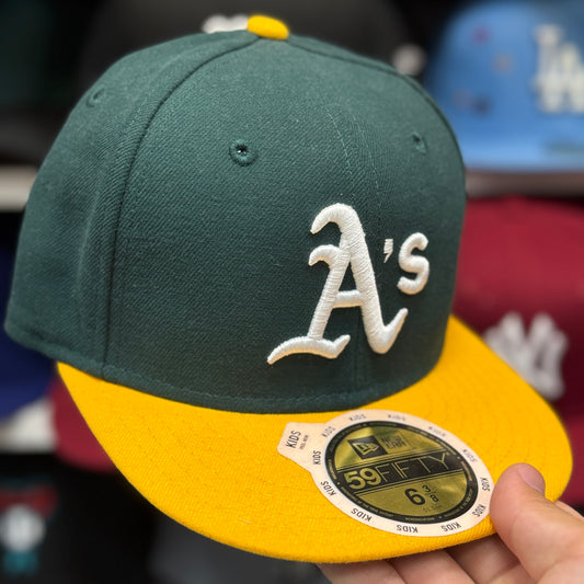 Youth Oakland Athletics New Era 59FIFTY Fitted Hat | Green/Yellow