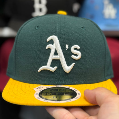 Youth Oakland Athletics New Era 59FIFTY Fitted Hat | Green/Yellow