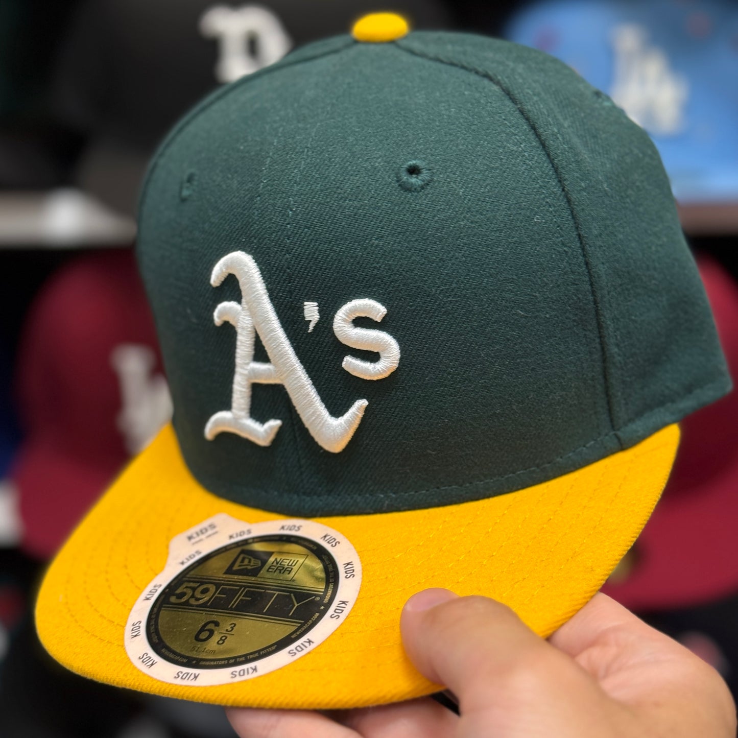 Youth Oakland Athletics New Era 59FIFTY Fitted Hat | Green/Yellow