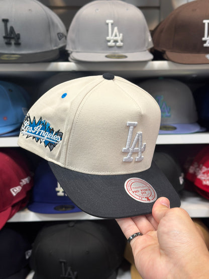 LA Dodgers MLB Snapback | Mitchell & Ness Pro Pitch Adjustable Cap | Creme/Black