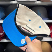 Los Angeles Dodgers Creme/Black A-Frame Mitchell & Ness Snapback | Blue Under Brim - Product Image