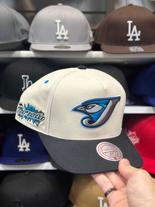 Toronto Blue Jays MLB Snapback | Mitchell & Ness Pro Pitch Adjustable Hat | Creme/Black