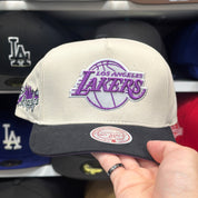 Los Angeles Lakers Creme/Black A-Frame Mitchell & Ness Snapback - Product Image