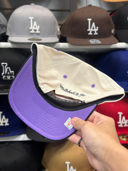 LA Lakers NBA Snapback | Mitchell & Ness Pro Pitch Adjustable Hat | Creme/Black