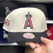 Los Angeles Angels Creme/Black A-Frame Mitchell & Ness Snapback - Product Image