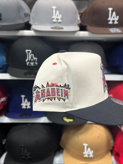 LA Angels MLB Snapback | Mitchell & Ness Pro Pitch Adjustable Hat | Creme/Black