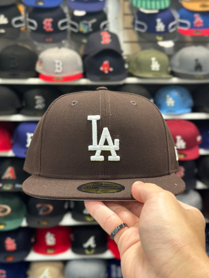 LA Dodgers MLB Fitted Cap | New Era 59FIFTY Sized Hat | Brown