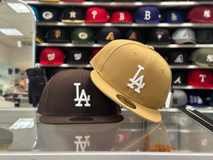 LA Dodgers MLB Fitted Cap | New Era 59FIFTY Sized Hat | Caramel