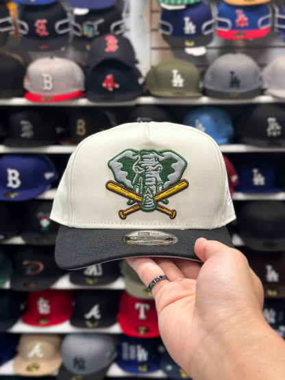 Oakland Athletics MLB A-Frame Cap | New Era 9FIFTY Adjustable Snapback | Creme/Black