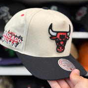 Chicago Bulls Creme/Black A-Frame Mitchell & Ness Snapback - Product Image