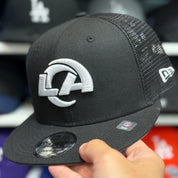 New Era Los Angeles Rams Black/White 9FIFTY Trucker Snapback - Product Image