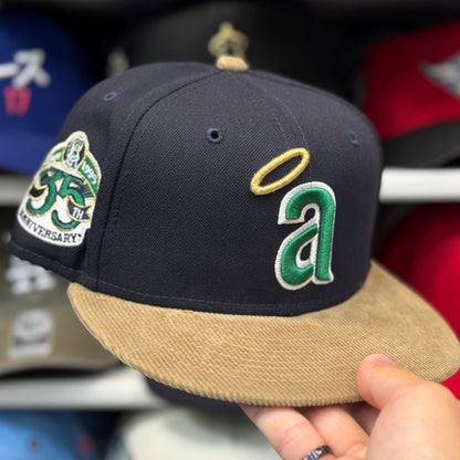 New Era Los Angeles Angels Corduroy '35th Anniversary' 59FIFTY Fitted Hat Navy/Beige