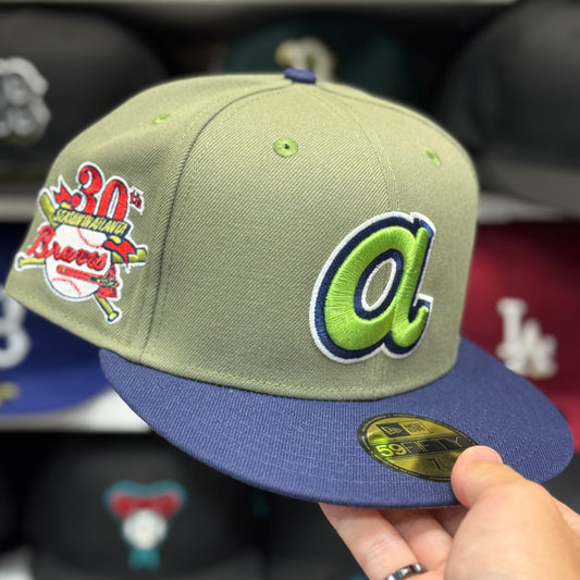New Era Atlanta Braves '30th Anniversary' Patch 59FIFTY Fitted Hat | Olive/Blue