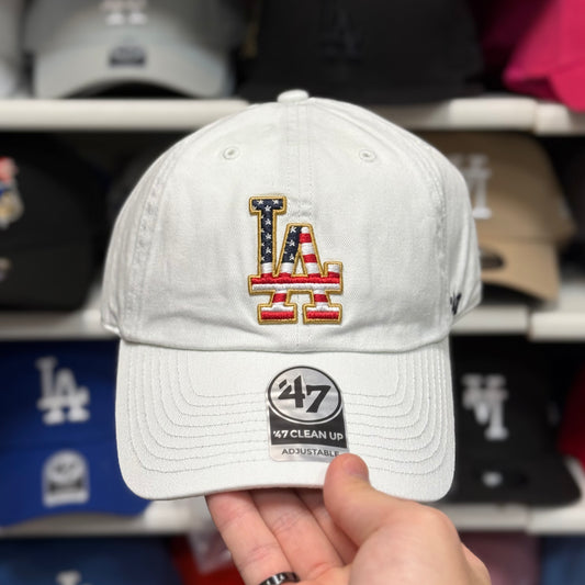 LA Dodgers 'American Theme' Dad Cap | '47 Brand Clean Up Adjustable Curve Strap Back