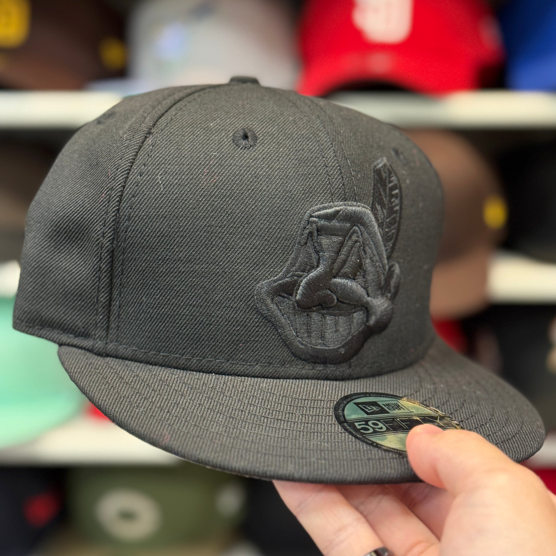 New Era Cleveland Indians Vintage Black 59FIFTY Fitted Hat - Product Image