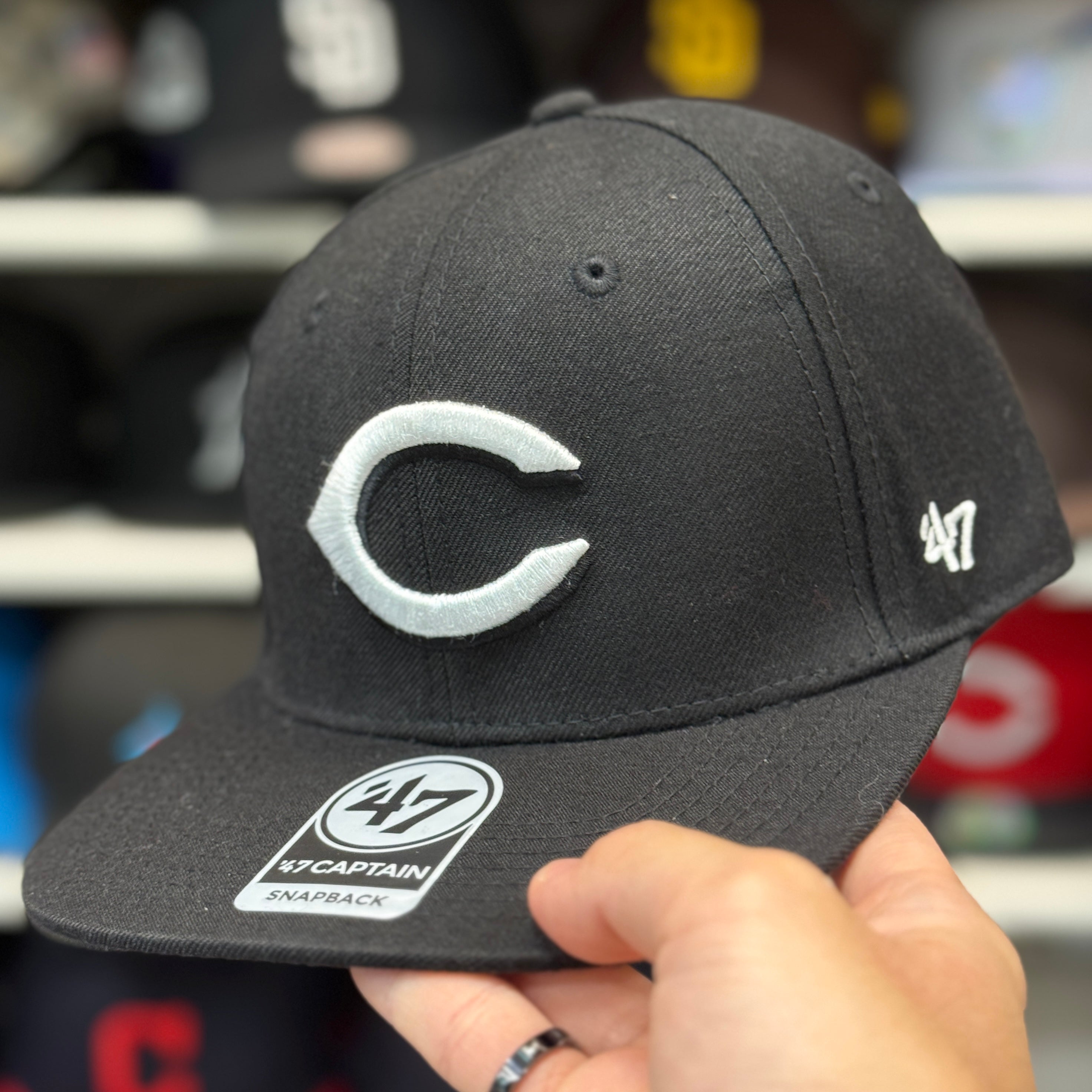 Cincinnati Reds Black '47 Brand Captain Snapback - Product Image