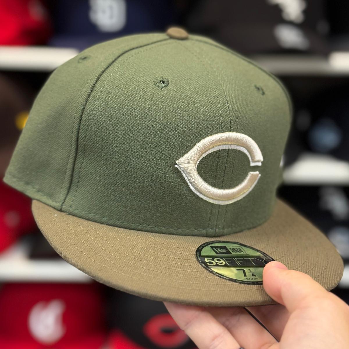 New Era Cincinnati Reds Olive 59FIFTY Fitted Hat - Product Image