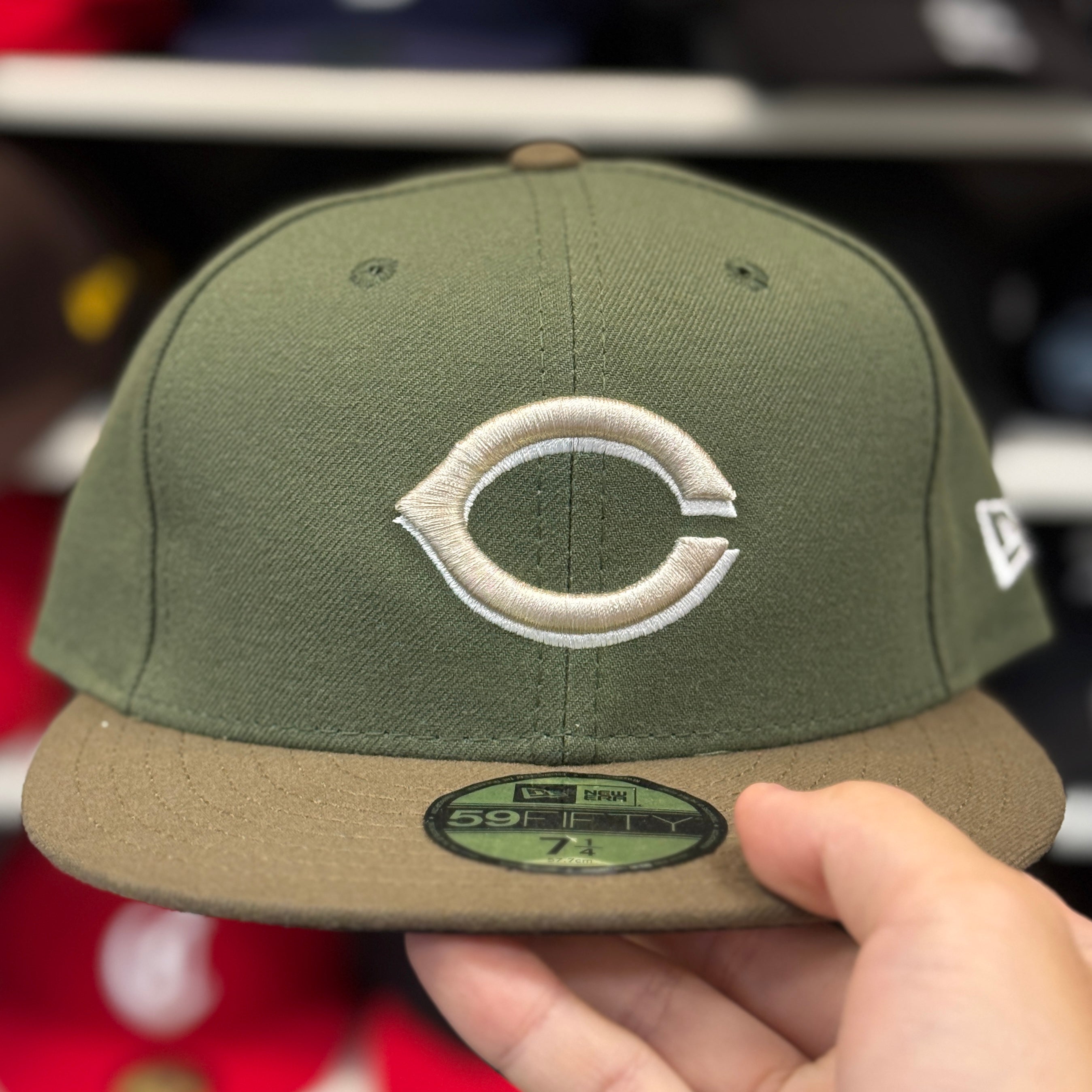 New Era Cincinnati Reds Olive 59FIFTY Fitted Hat - Product Image