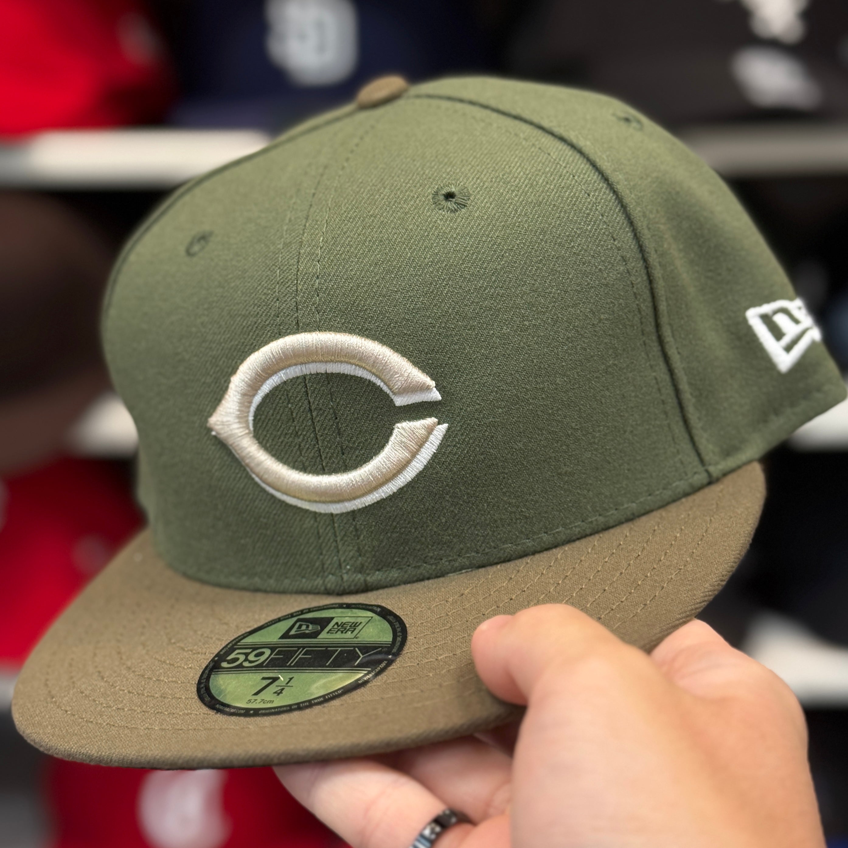 New Era Cincinnati Reds Olive 59FIFTY Fitted Hat - Product Image