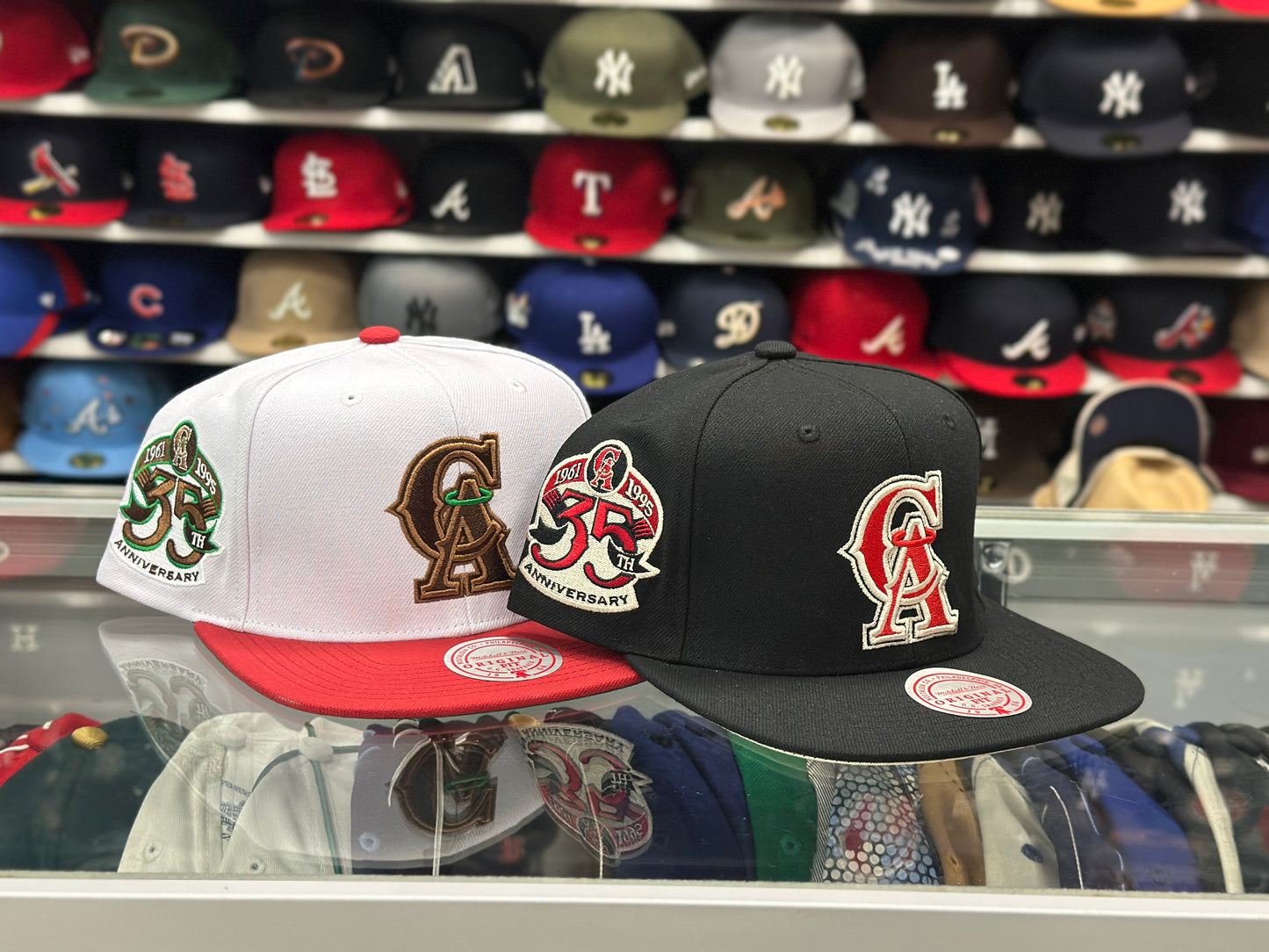 LA Angels MLB Snapback '35th Anniversary' Patch | Mitchell & Ness Original Fit Adjustable Snapback | Black