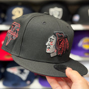 New Era Chicago Blackhawks '75th Anniversary' Black/Red 9FIFTY Snapback - Product Image