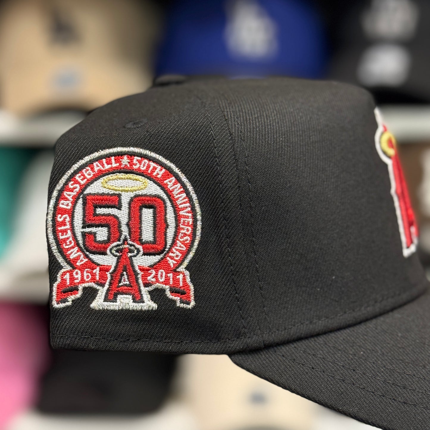 New Era Los Angeles Angels '50th Anniversary' A-Frame 9FORTY Snapback Black/Red Underbrim