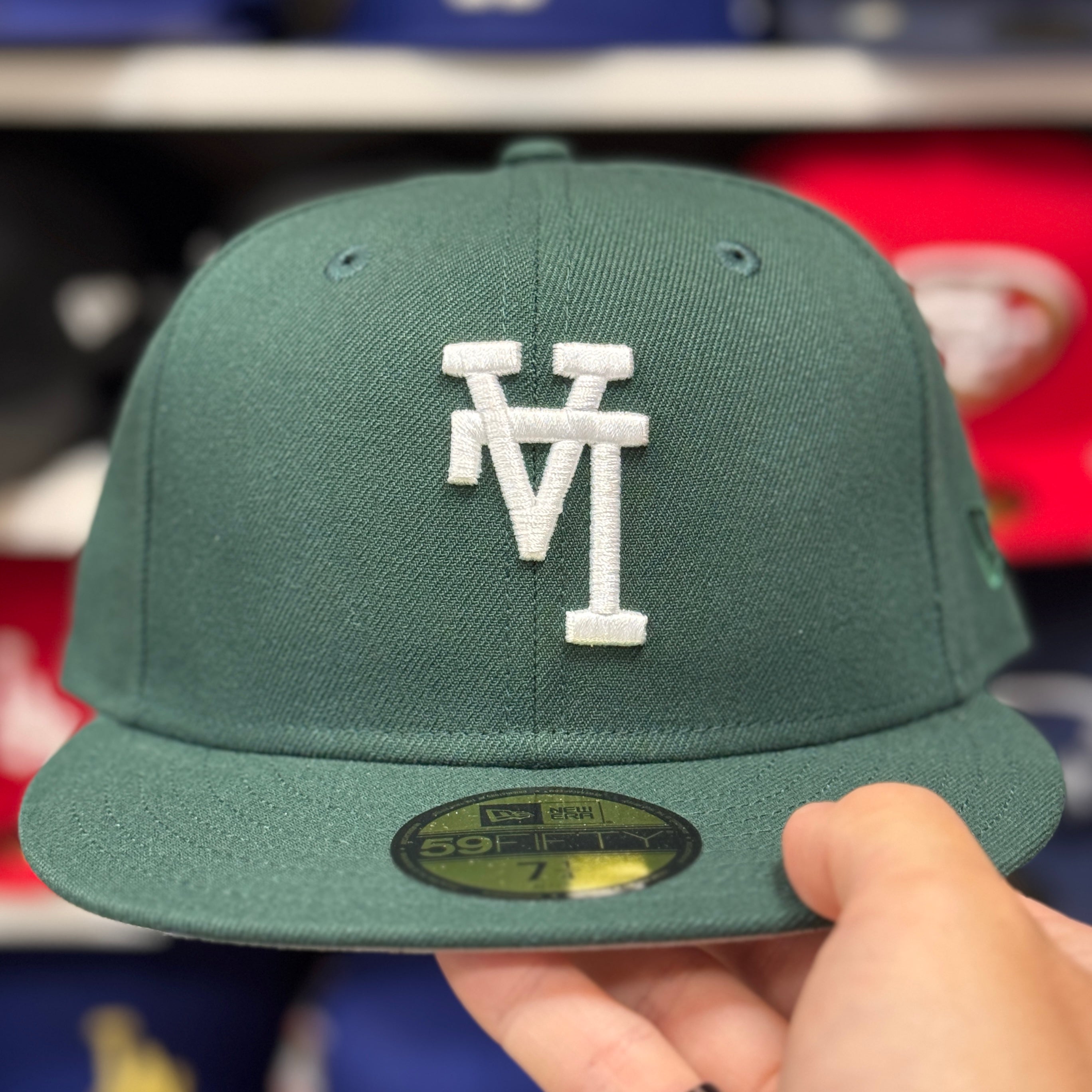 New Era Los Angeles Dodgers 'Upside Down Logo' Dark Green 59FIFTY Fitted Hat - Product Image