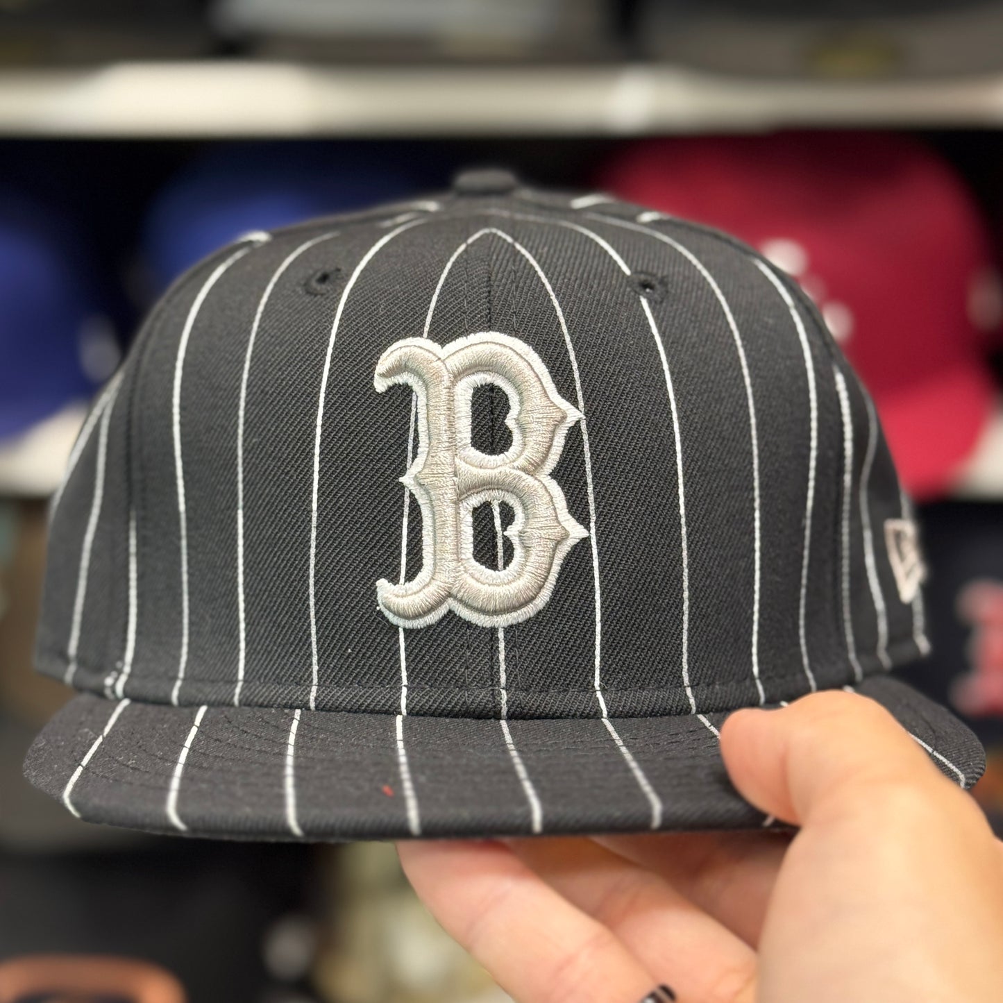 New Era Boston Red Sox 'Pin Stripe' Black 59FIFTY Fitted Hat - Product Image