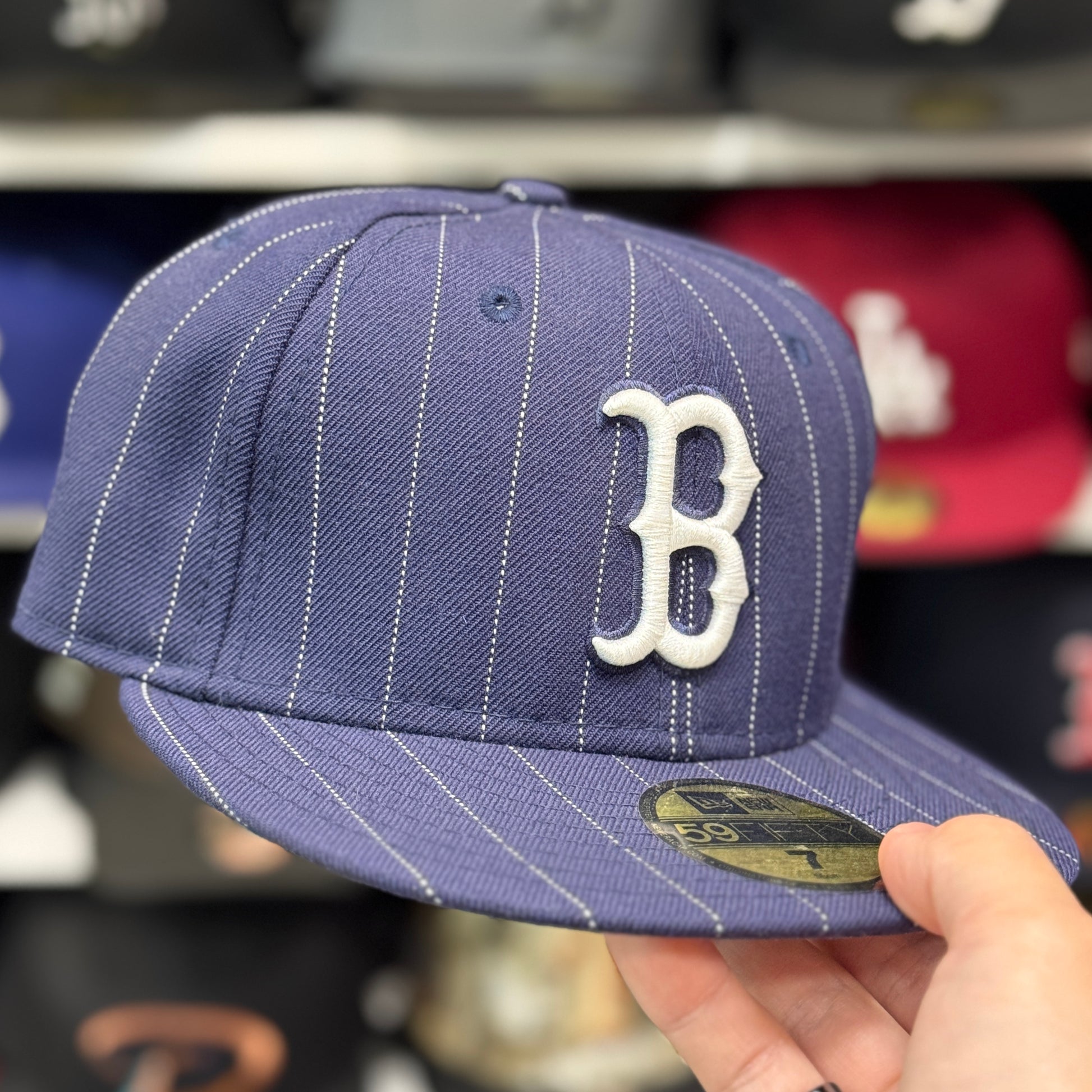 New Era Boston Red Sox 'Pin Stripe' Navy 59FIFTY Fitted Hat - Product Image