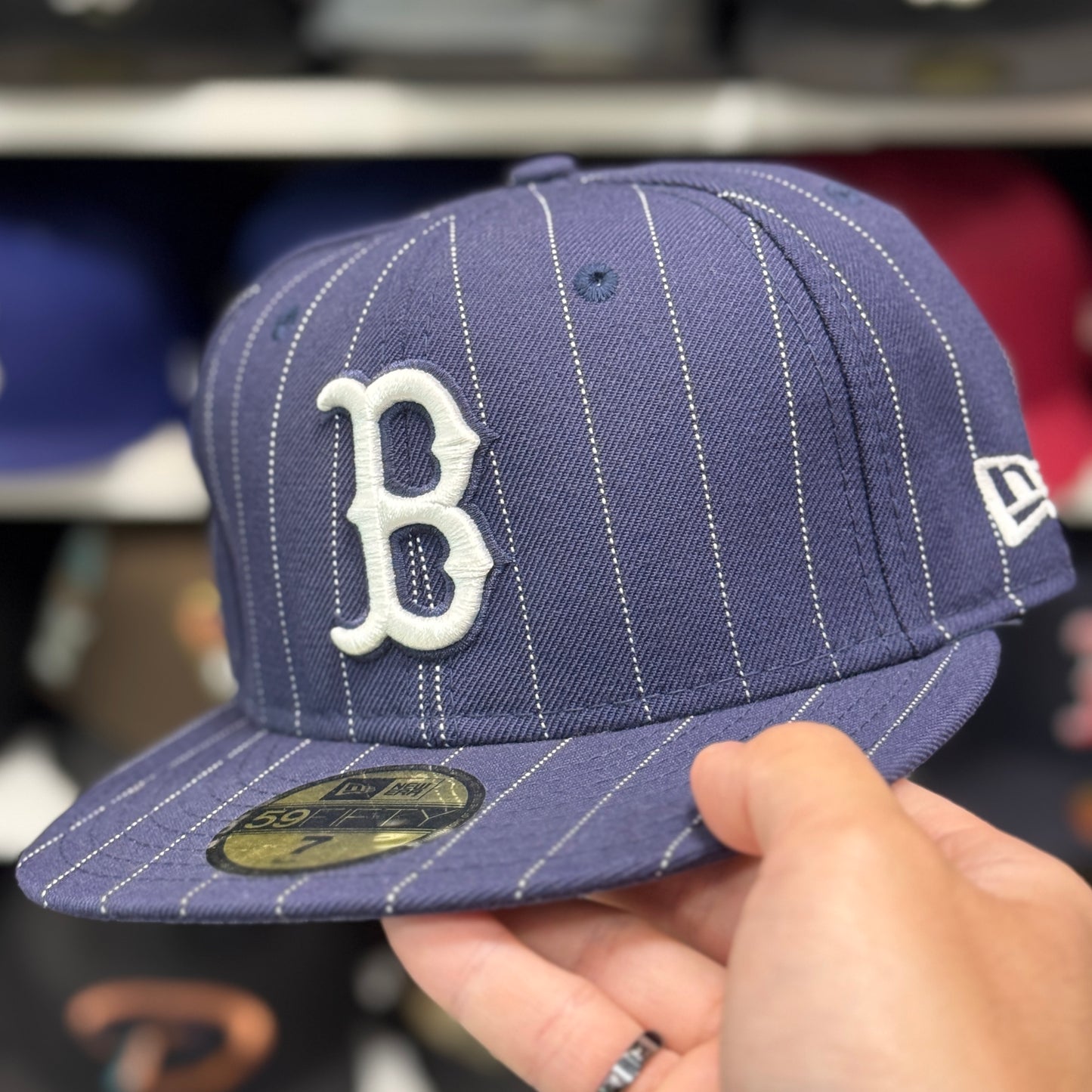 New Era Boston Red Sox 'Pin Stripe' Navy 59FIFTY Fitted Hat - Product Image