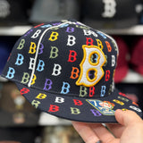 Boston Red Sox 'All Over Monogram' Black American Needle Fitted Hat