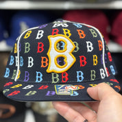 Boston Red Sox 'All Over Monogram' Black American Needle Fitted Hat - Product Image