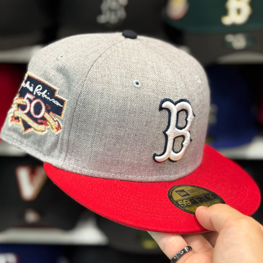 New Era Boston Red Sox '50th Anniversary' 59FIFTY Fitted Hat | Silver/Red