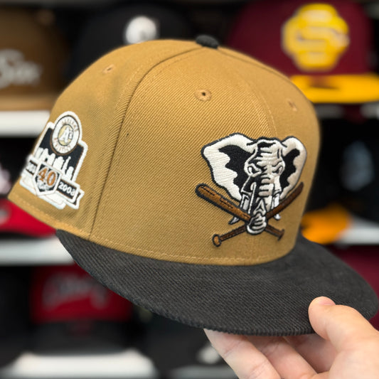 New Era Oakland Athletics '40th Anniversary' 59FIFTY Fitted Hat | Tan/Black Corduroy
