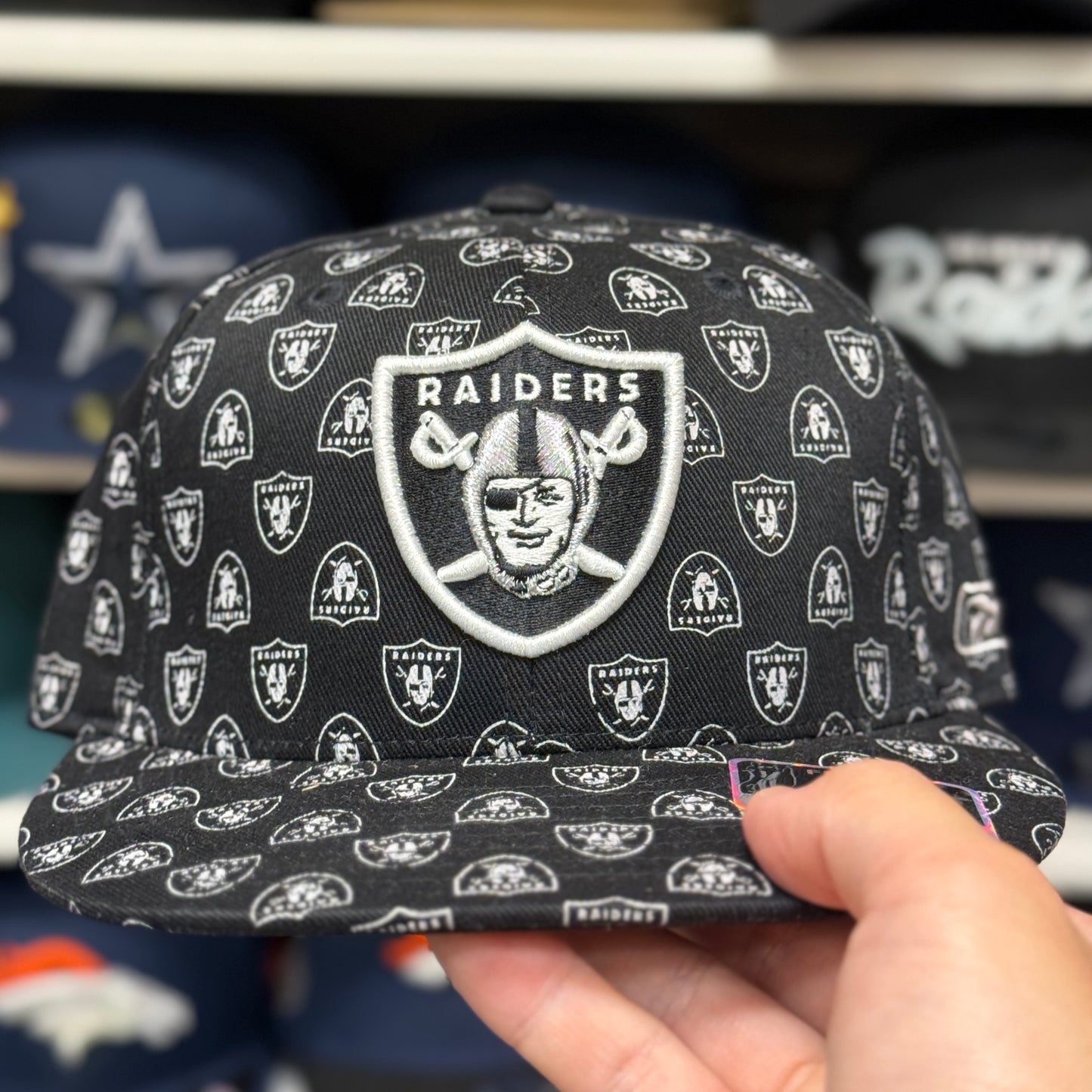 Oakland Raiders 'Logo Monogram' Black Reebok Fitted Hat