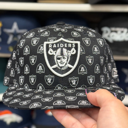 Oakland Raiders 'Logo Monogram' Black Reebok Fitted Hat