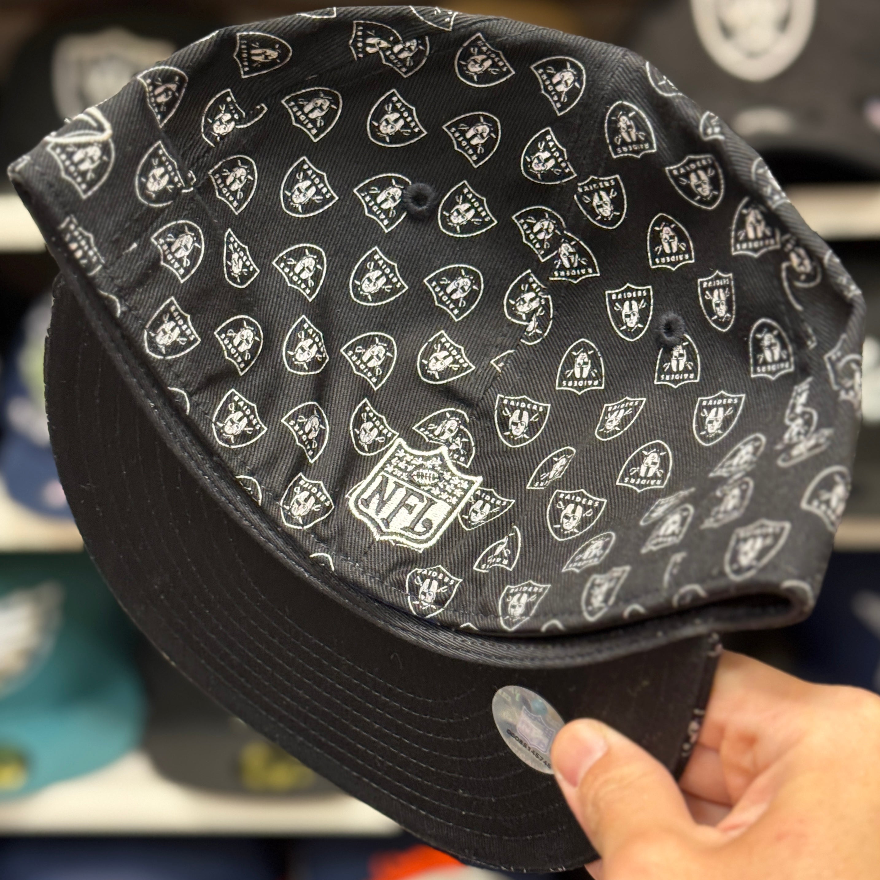 Oakland Raiders 'Logo Monogram' Black Reebok Fitted Hat - Product Image