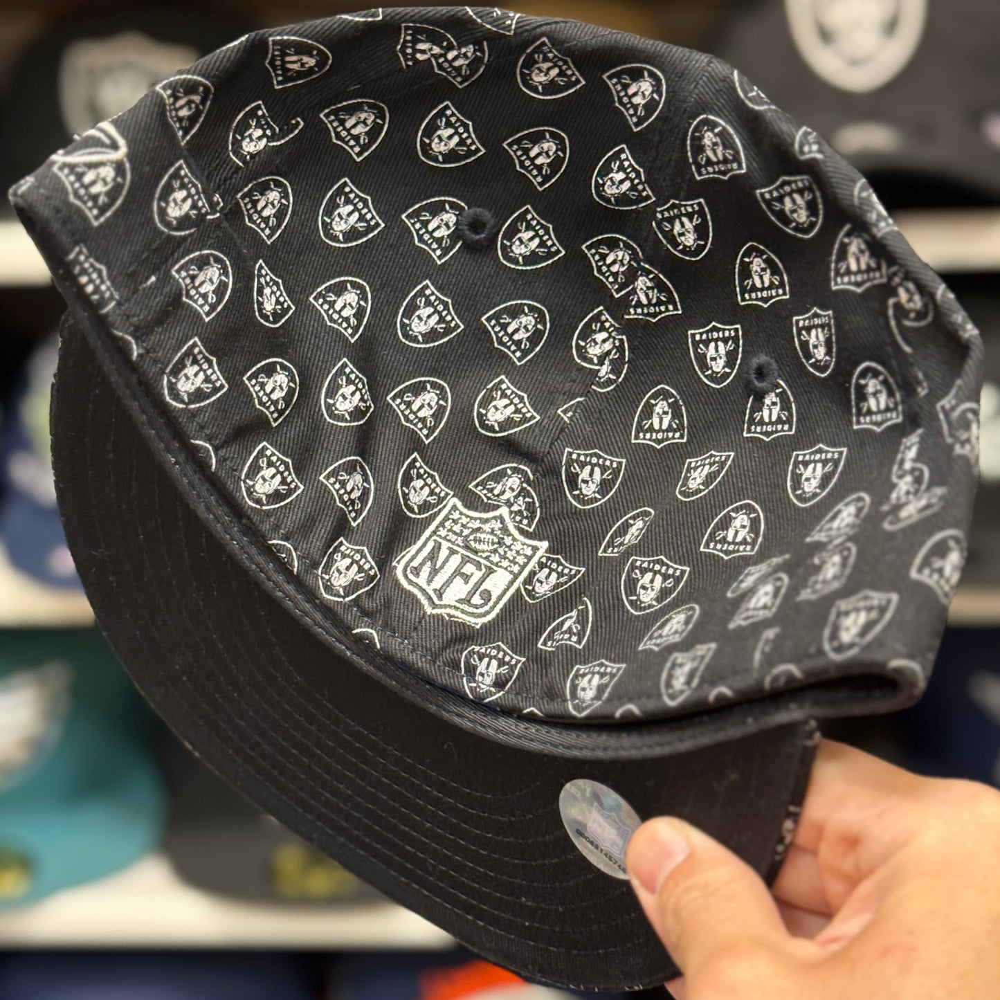 Oakland Raiders 'Logo Monogram' Black Reebok Fitted Hat