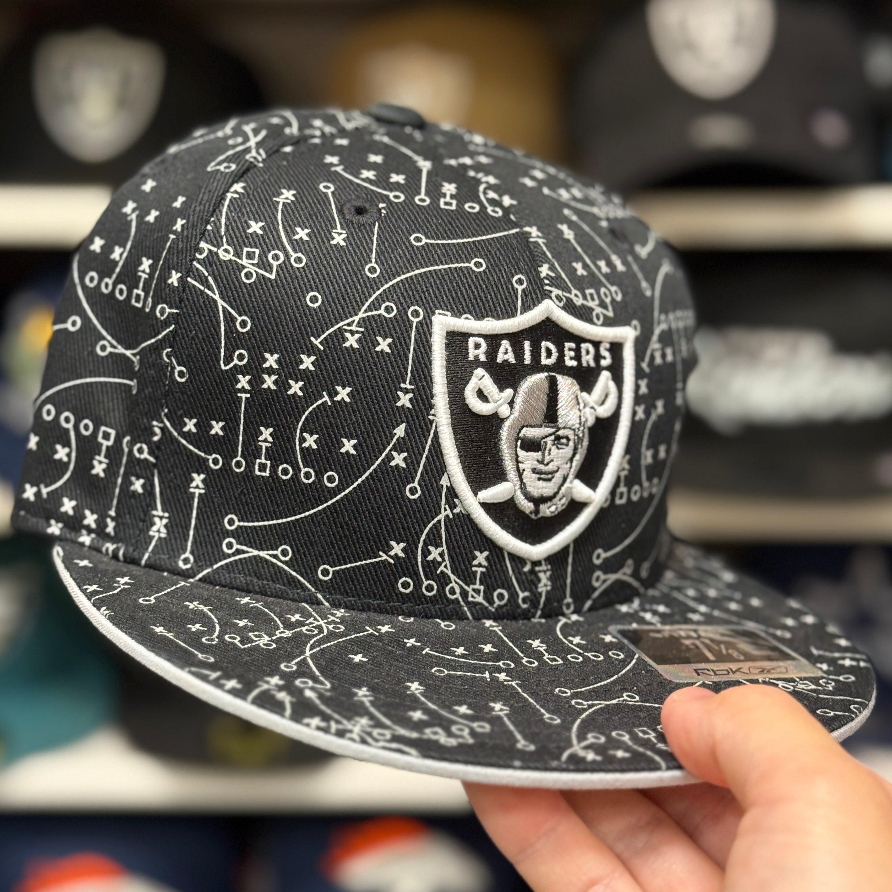 Oakland Raiders 'Coaches Route' Black Reebok Fitted Hat - Product Image