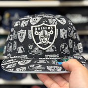 Oakland Raiders 'NFL Monogram' Black Reebok Fitted Hat - Product Image