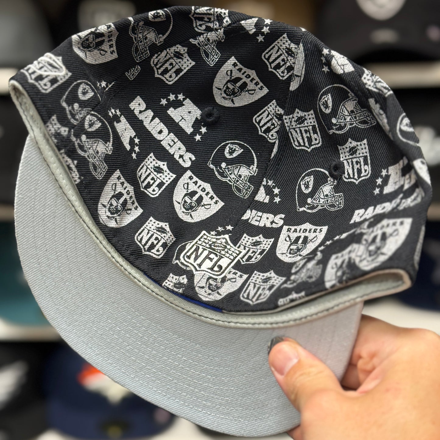 Oakland Raiders 'NFL Monogram' Black Reebok Fitted Hat