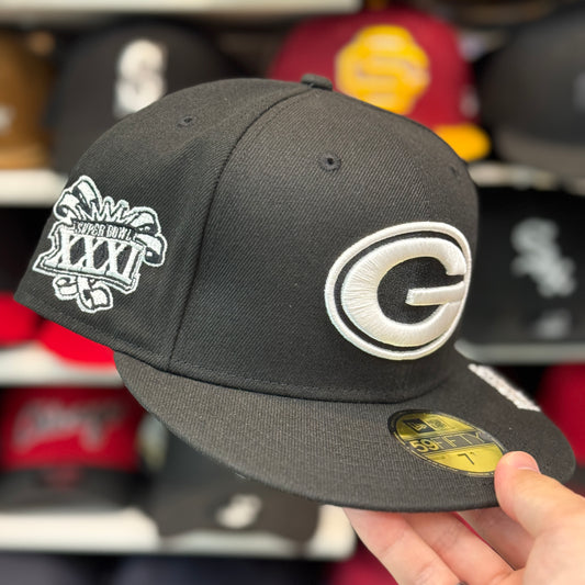 New Era Green Bay Packers 'Super Bowl XXXl" 59FIFTY Fitted Hat | Black