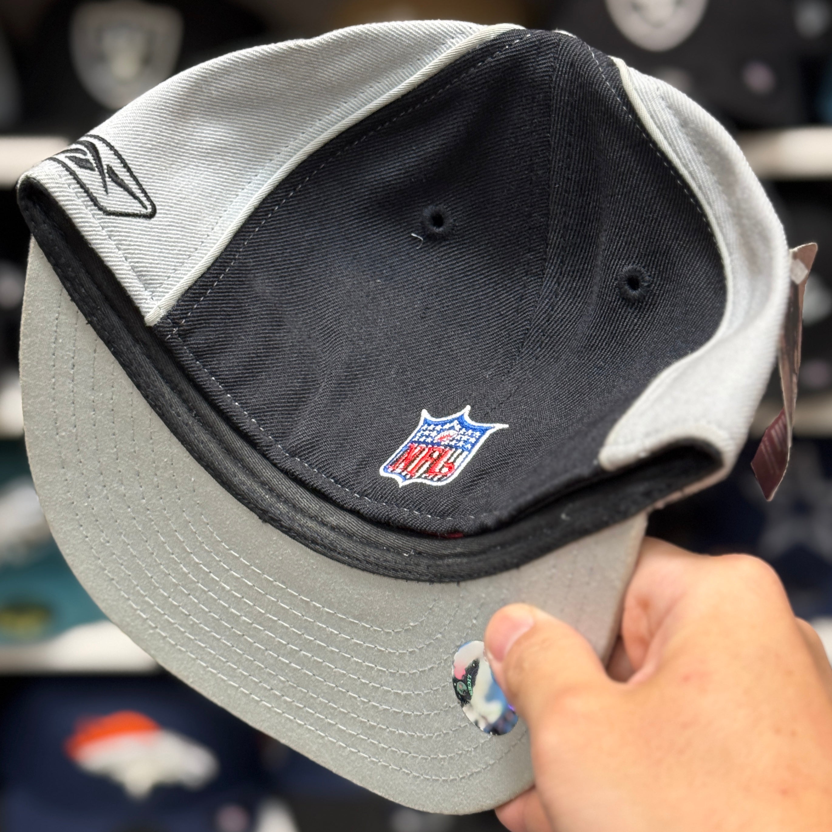 Oakland Raiders Black/Silver Reebok Fitted Hat - Product Image