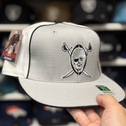 Oakland Raiders Silver/White Reebok Fitted Hat - Product Image