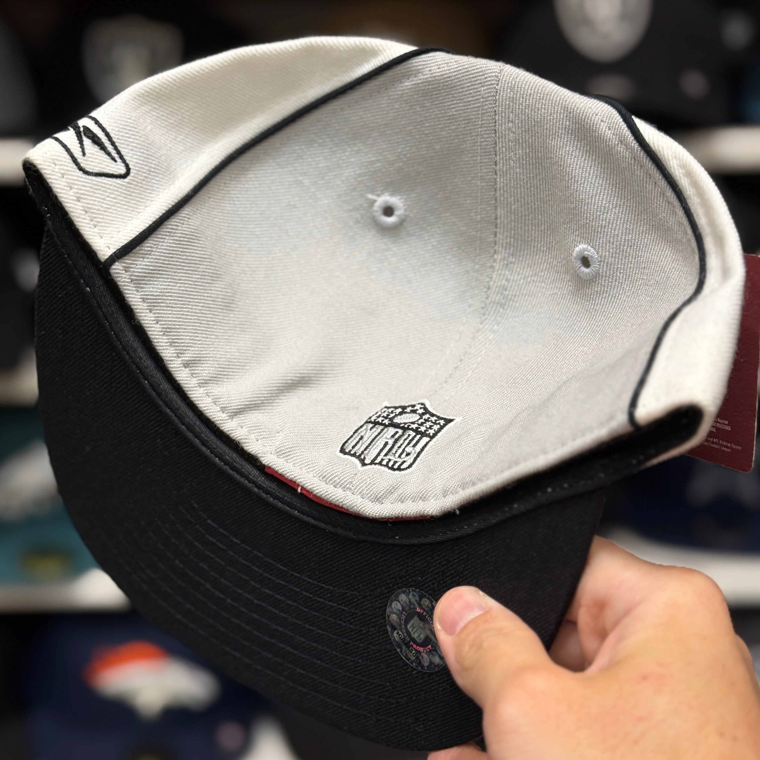 Oakland Raiders Silver/White Reebok Fitted Hat - Product Image