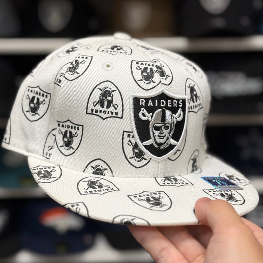 Oakland Raiders 'Logo Monogram' White Reebok Fitted Hat