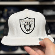 Oakland Raiders 'Suede' White Reebok Fitted Trucker Hat - Product Image